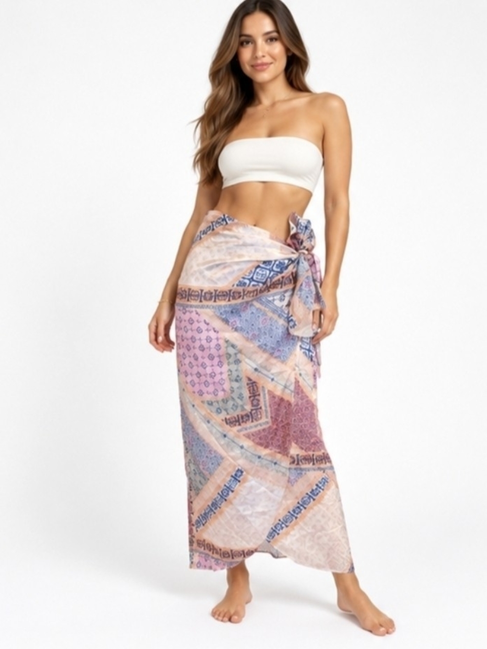 MOTF Geometric Wrap Skirt Pink & Blue NWT